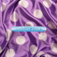 Ткань Атлас горох крупный (Лиловый-белый)